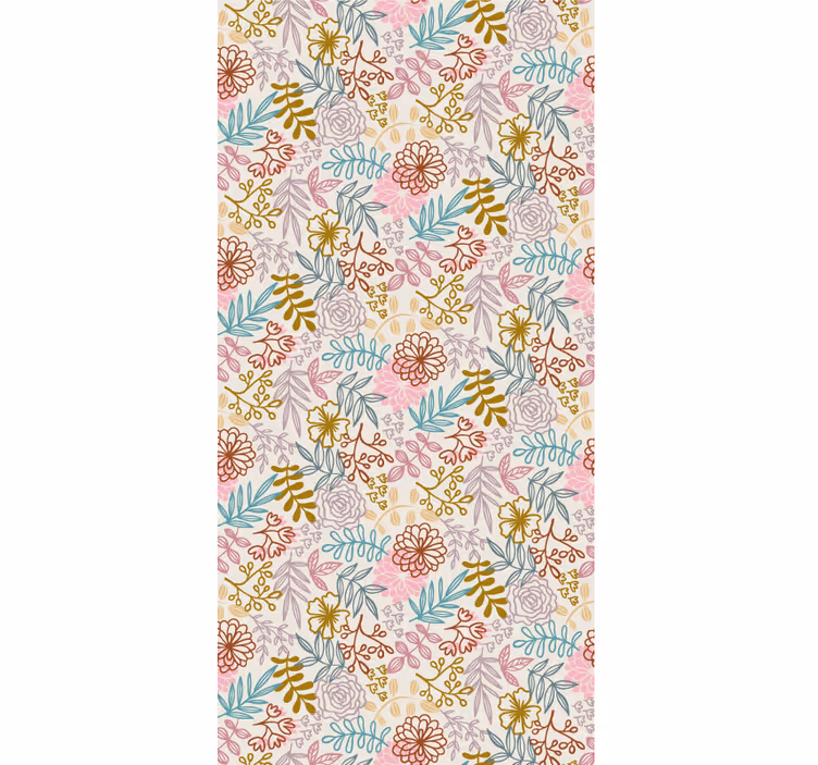 Carta da parati floreale disegno a linee multicolore - TenStickers