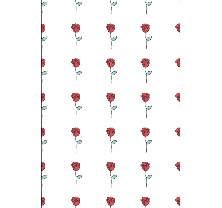 Carta da parati floreale design lineare rosa rossa - TenStickers