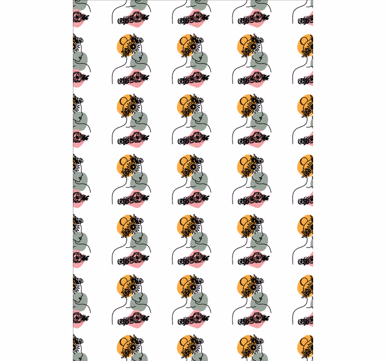 Carta da parati floreale volto di donna sorprendente - TenStickers