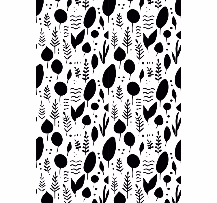 Carta da parati floreale immagini naturali in bianco e nero - TenStickers