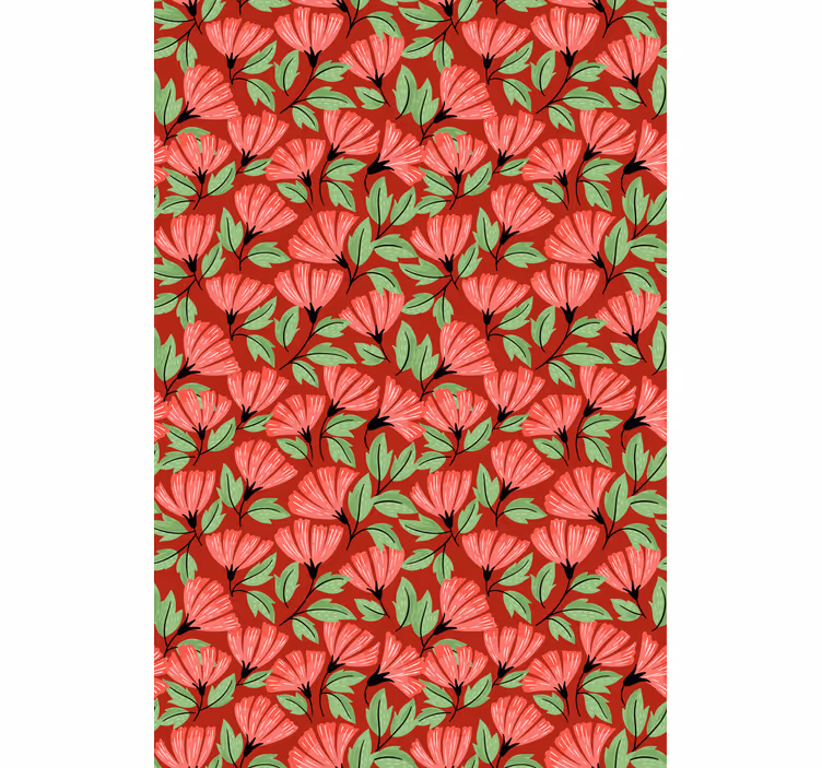 Carta da parati floreale motivo rosso vintage - TenStickers