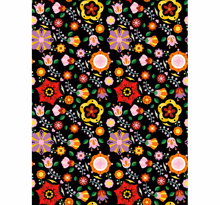 Carta da parati floreale motivi folkloristici polacchi - TenStickers