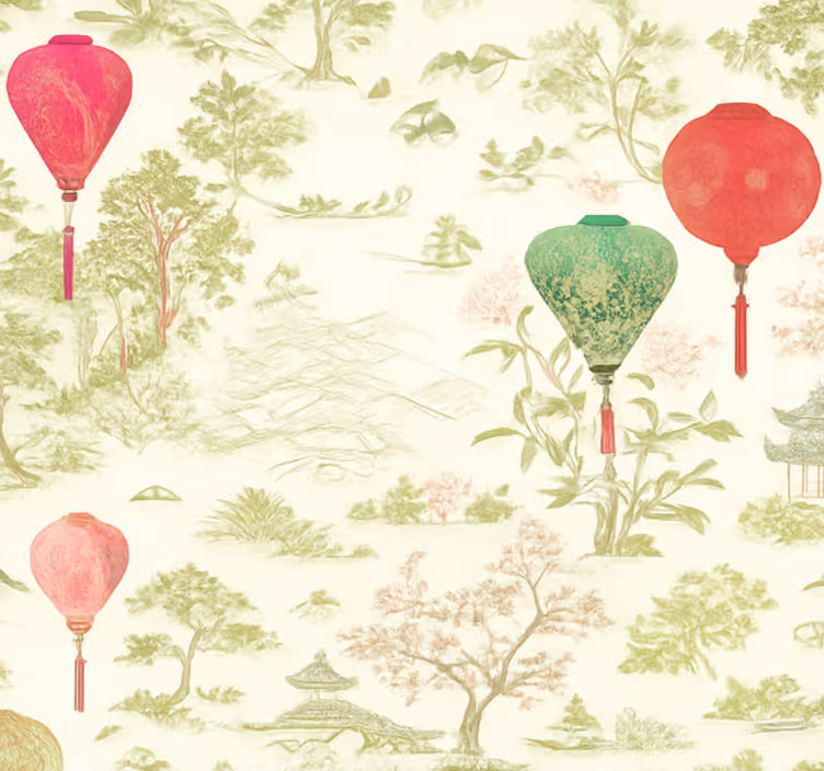 Carta da parati camera paesaggio chinoiserie orientale - TenStickers