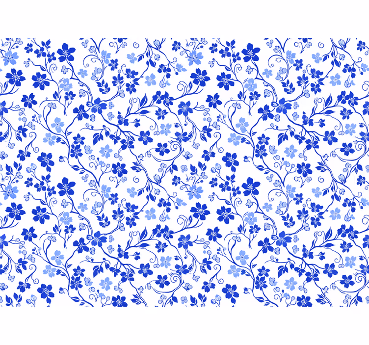 Carta da parati floreale fiori di ciliegio blu - TenStickers