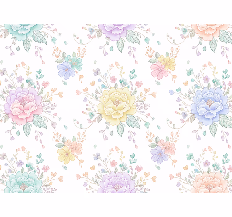 Carta da parati lilla fiori pastello per nursery - TenStickers