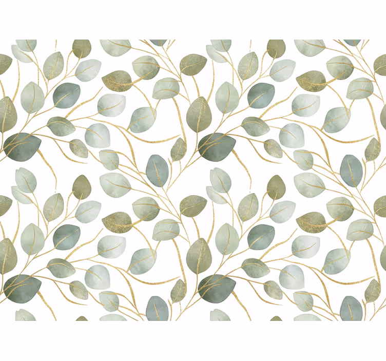 Carta da parati foglie eucalipto oro scintillante - TenStickers