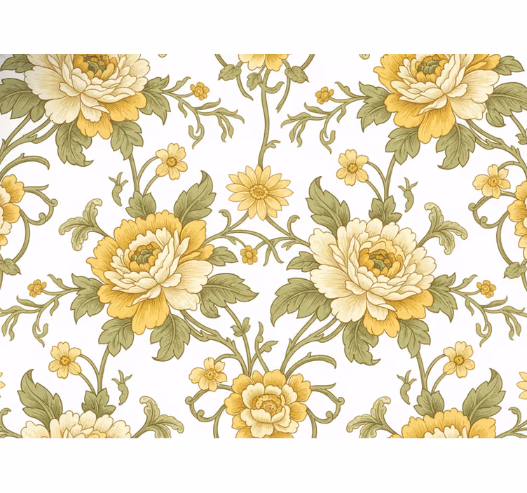 Carta da parati classica design vintage fiori gialli - TenStickers