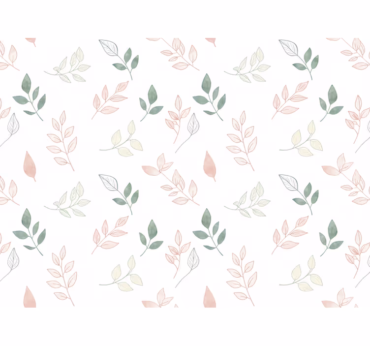 Carta da parati floreale foglie chiare in colori tenui - TenStickers