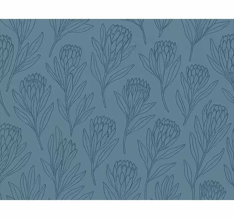 Carta da parati floreale fiori stilizzati verde acqua - TenStickers