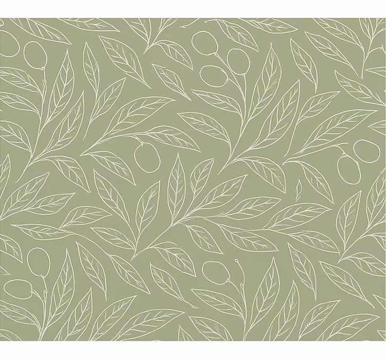 Carta da parati foglie rami d'ulivo verde fango - TenStickers