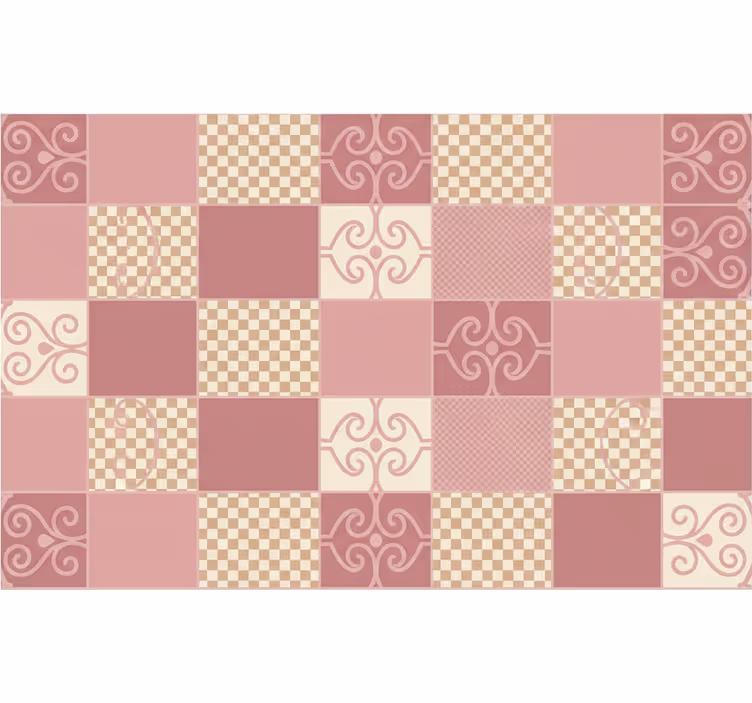 Carta da parati geometrica design a scacchi rosa - TenStickers