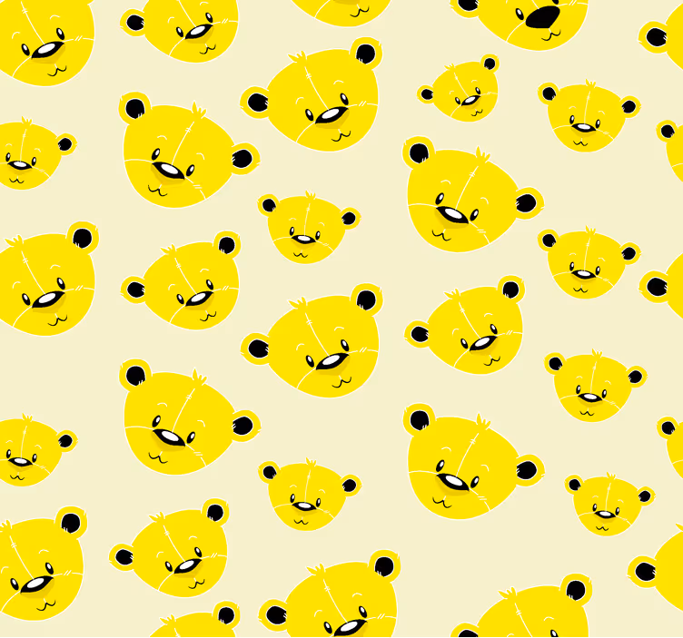 Carta da parati gialla con motivo orsi - TenStickers