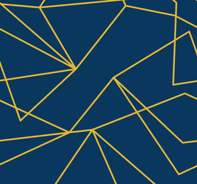 Carta da parati blu linee geometriche dorate - TenStickers