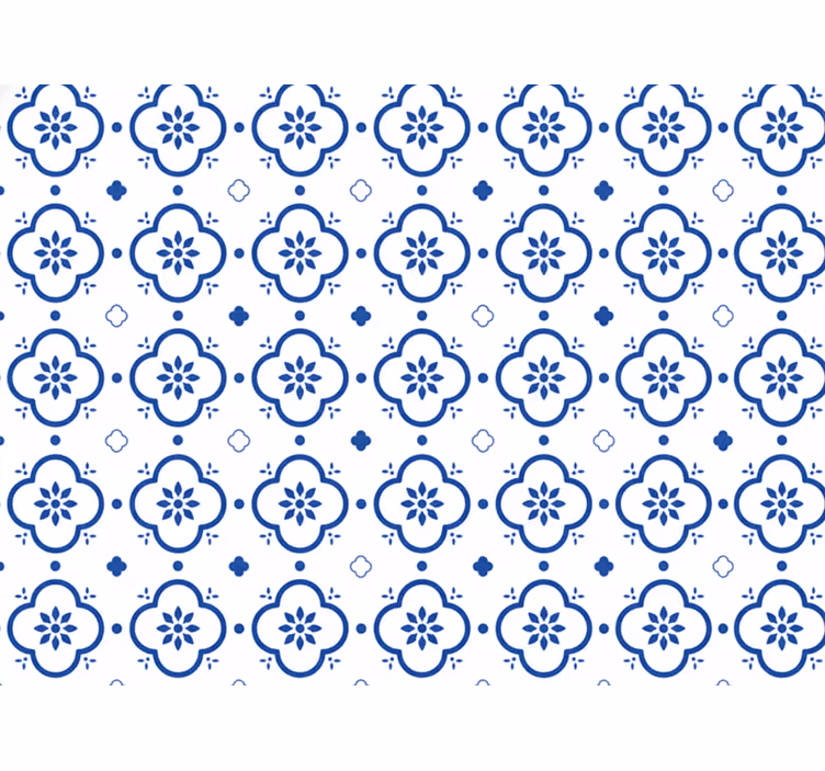 Carta da parati bianca piastrelle blu - TenStickers