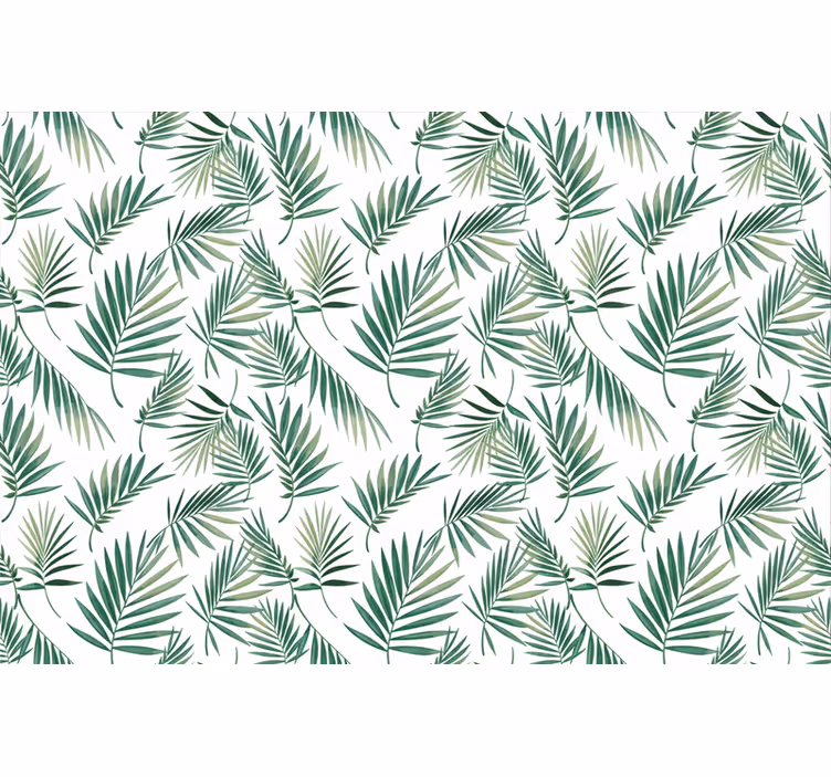 Carta da parati bianca motivo foglie verdi scandinavo - TenStickers