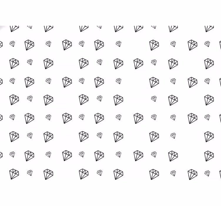 Carta da parati bianca motivo diamanti neri - TenStickers