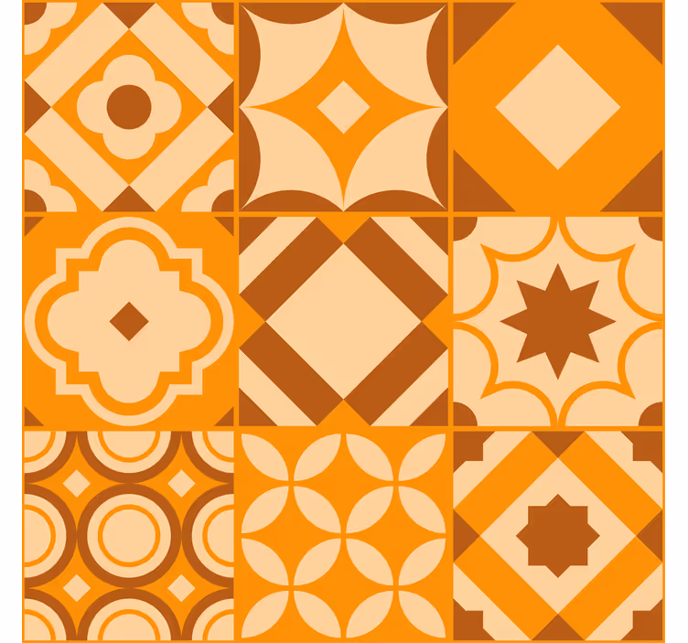Carta da parati arancione piastrelle rustiche - TenStickers
