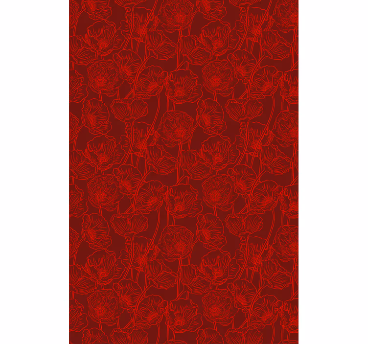Carta da parati rossa papaveri artistici con steli - TenStickers