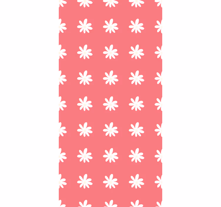 Carta da parati rossa con margherite su rosa - TenStickers