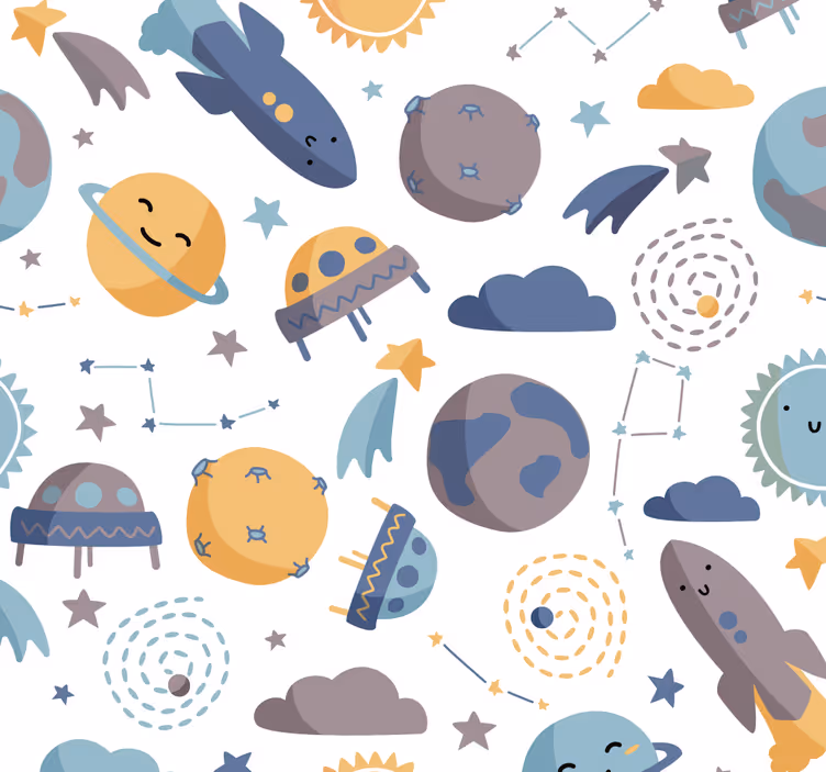 Carta da parati neonato cameretta a tema spaziale - TenStickers