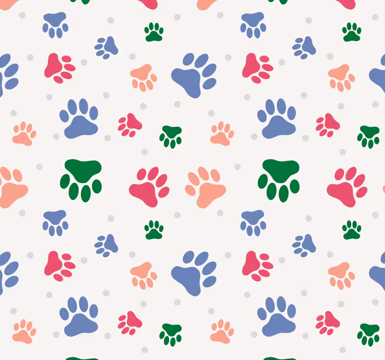 carta da parati cani decorazione con motivo a zampa - TenStickers