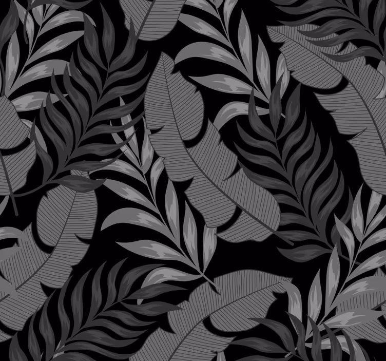 Carta da parati foglie modello elegante nero - TenStickers