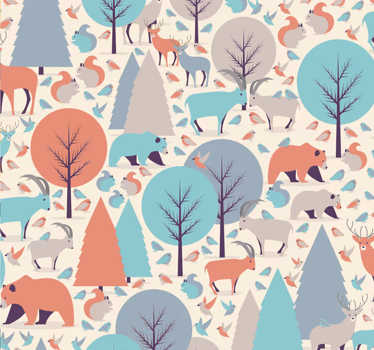 Carta da parati cameretta scena foresta nordica - TenStickers
