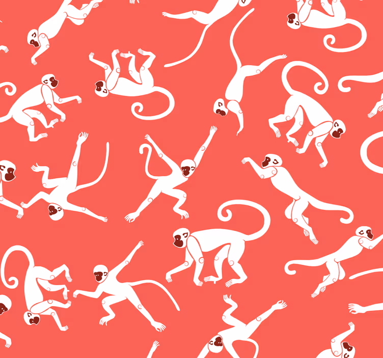 Carta da parati animali modello scimmie rosse - TenStickers