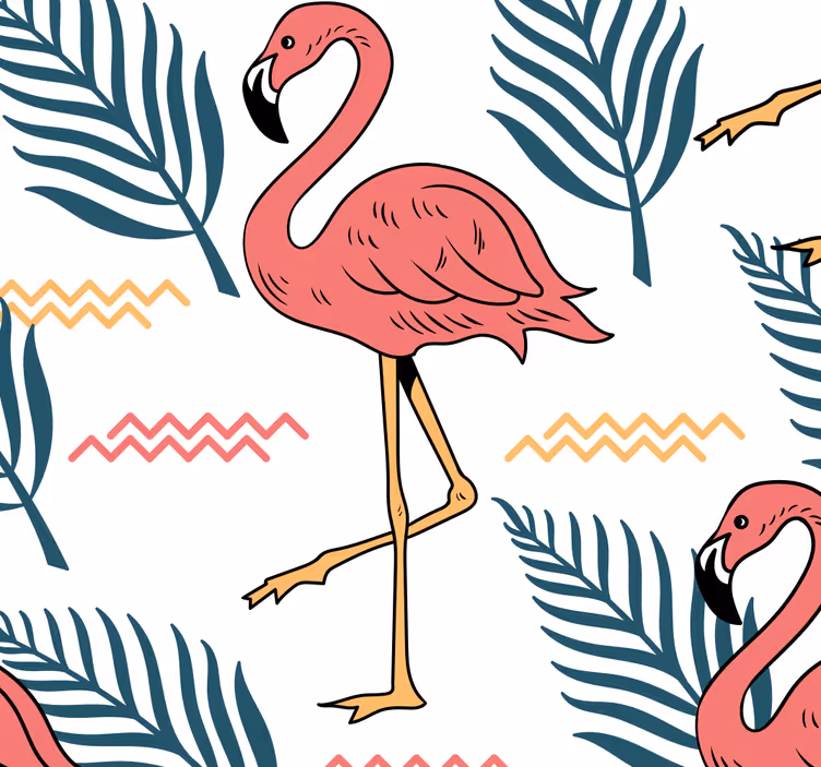 Carta da parati uccelli stampa tropicale fenicottero - TenStickers