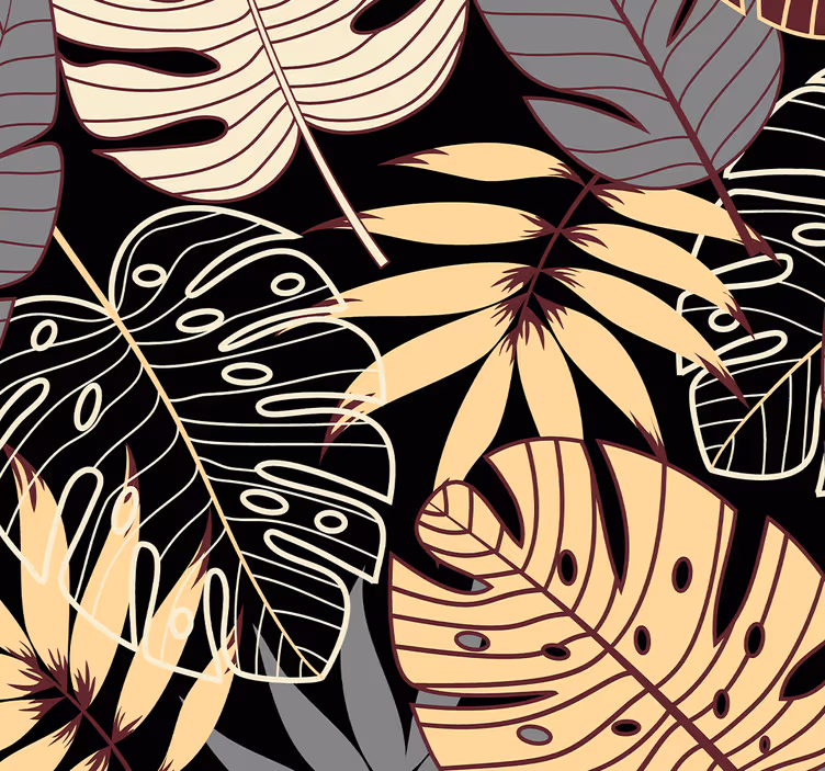 Carta da parati foglie motivo di vegetazione tropicale - TenStickers