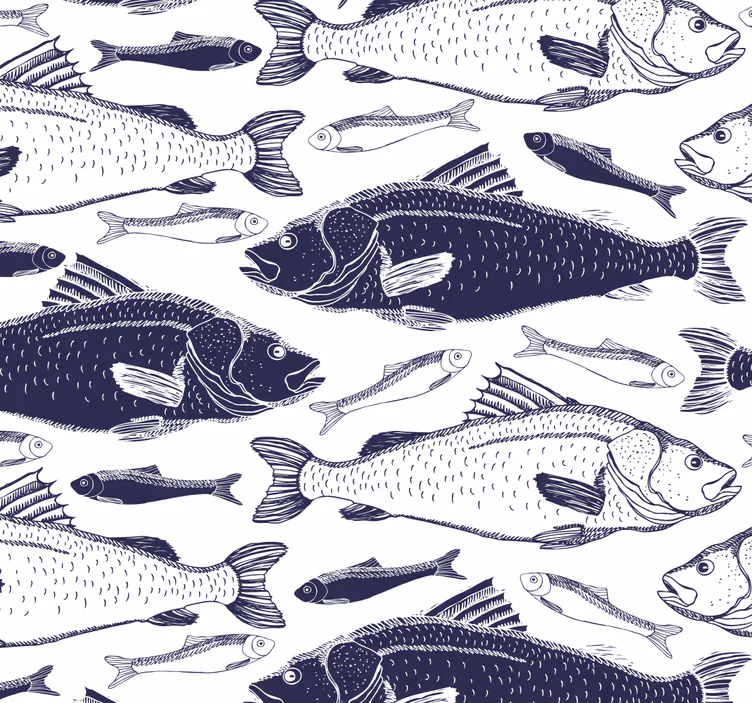 Carta da parati pesci modello grigio nuoto - TenStickers
