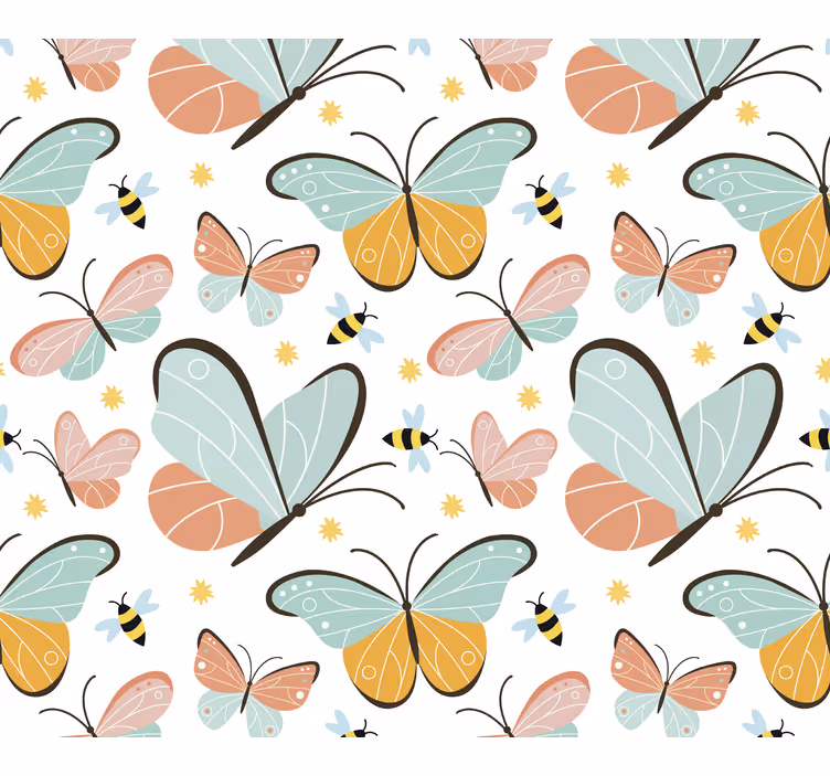 Carta da parati farfalle modello di api - TenStickers