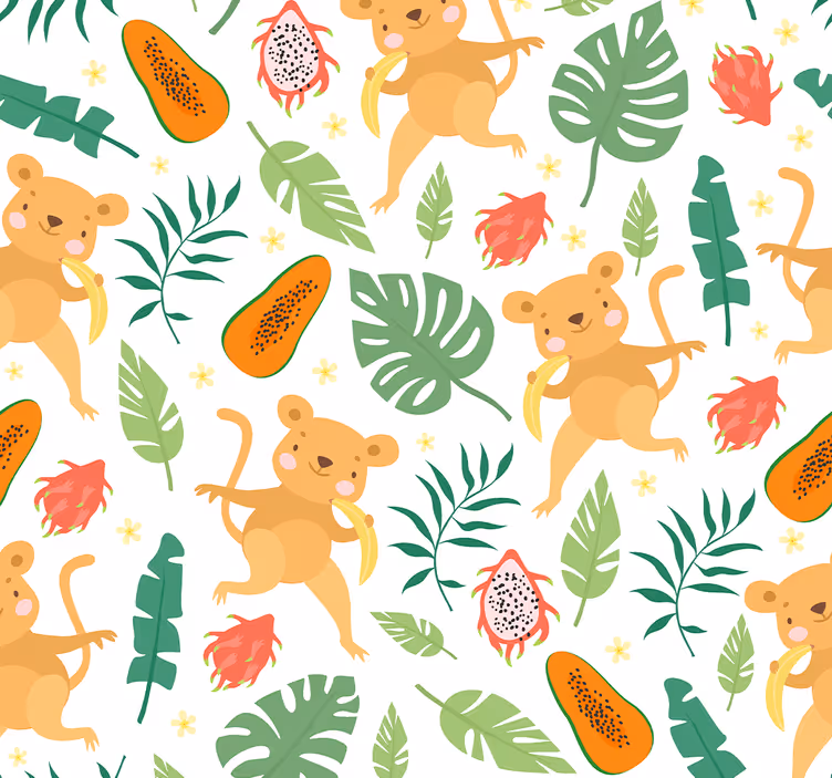 Carta da parati animali motivo della giungla delle scimmie - TenStickers