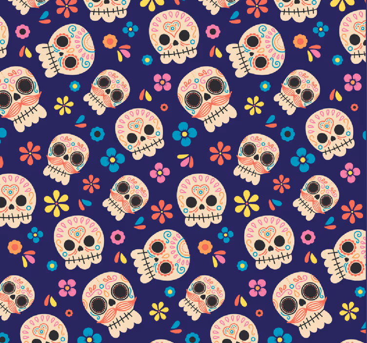 Carta da parati Halloween modello teschio colorato - TenStickers
