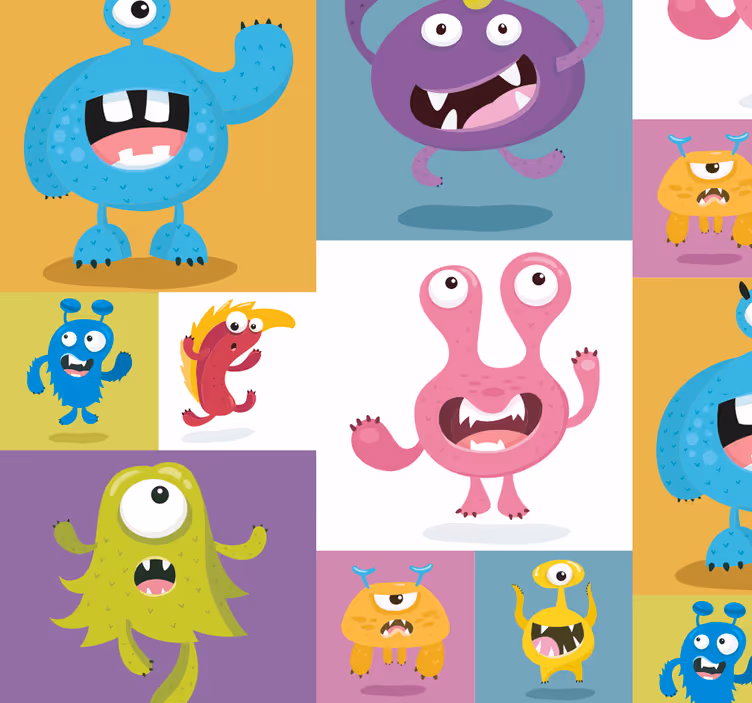 Carta da parati bambini mostriciattoli colorati - TenStickers