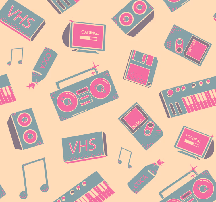 Carta da parati vintage texture modello di musica retrò - TenStickers