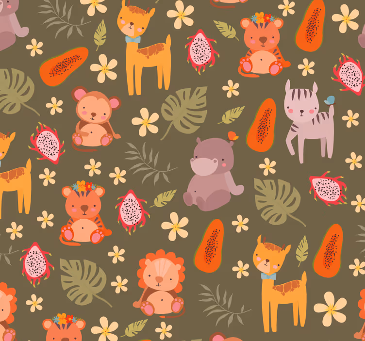 Carta da parati animali modello di creature della foresta - TenStickers