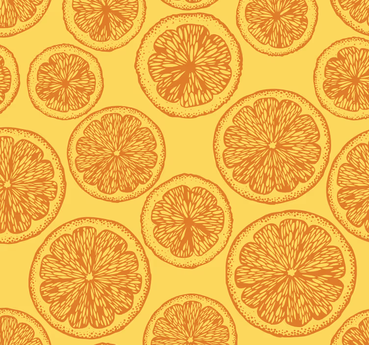 Carta da parati ornamentale Modello di tiraggio della mano aranci - TenStickers