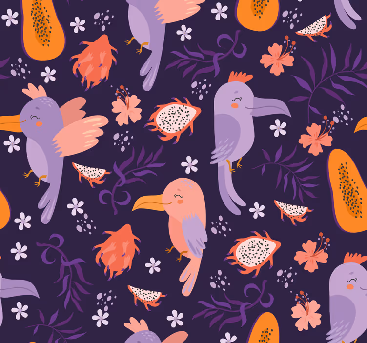 Carta da parati animali Pappagallo tropicale viola - TenStickers