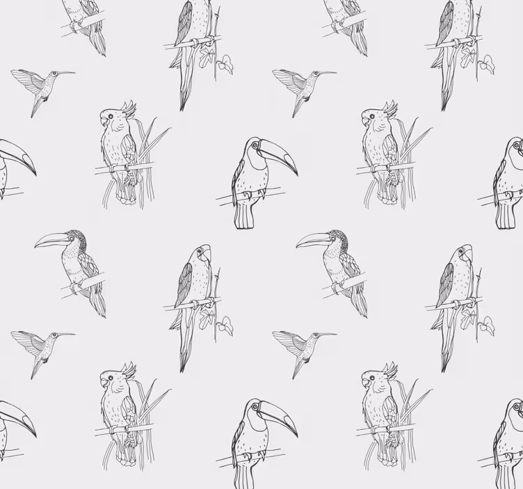 Carta da parati animali Modello uccello disegnato - TenStickers