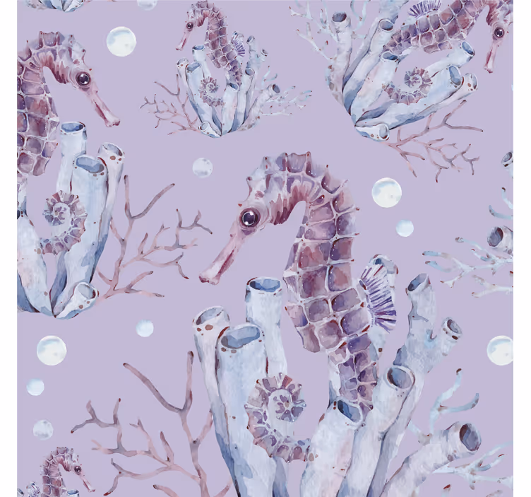 Carta da parati animali illustrazione di cavalluccio marino - TenStickers