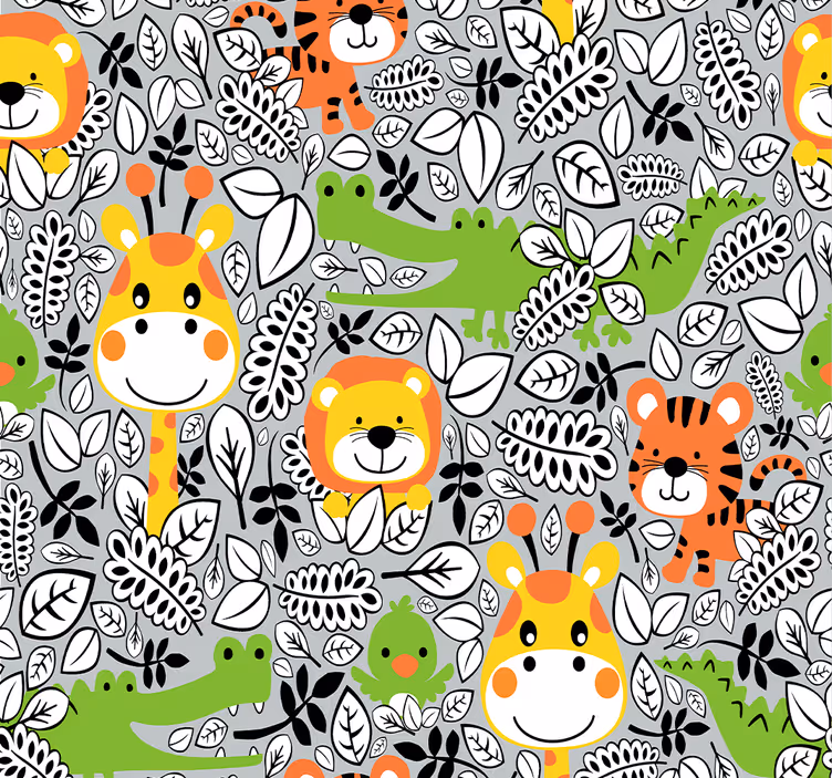 Carta da parati animali divertimento con gli animali safari - TenStickers