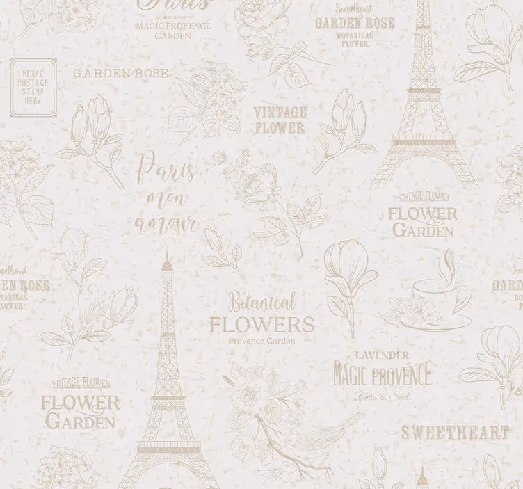 Carta da parati ornamentale schizzo floreale di parigi - TenStickers