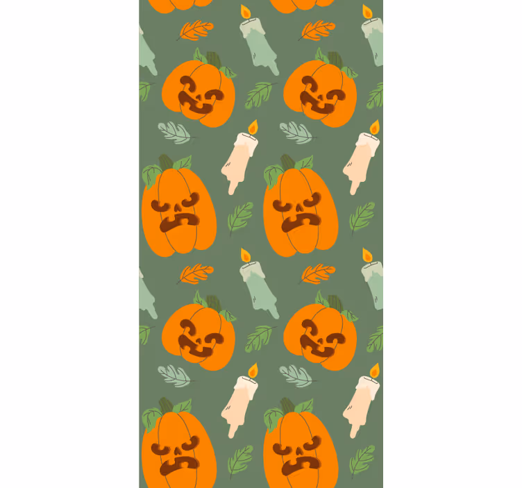 Carta da parati Halloween disegno di zucca spettrale - TenStickers