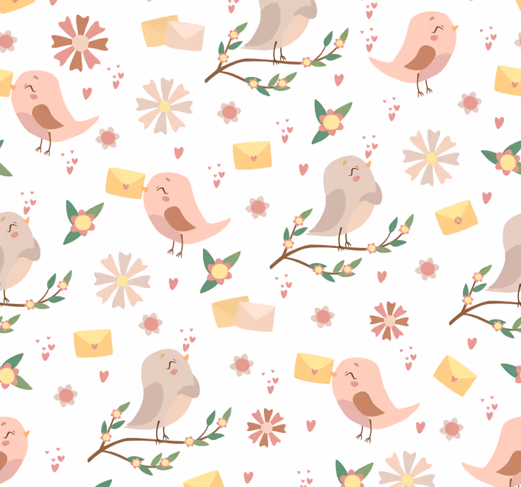 Carta da parati personalizzata motivo floreale di uccelli - TenStickers