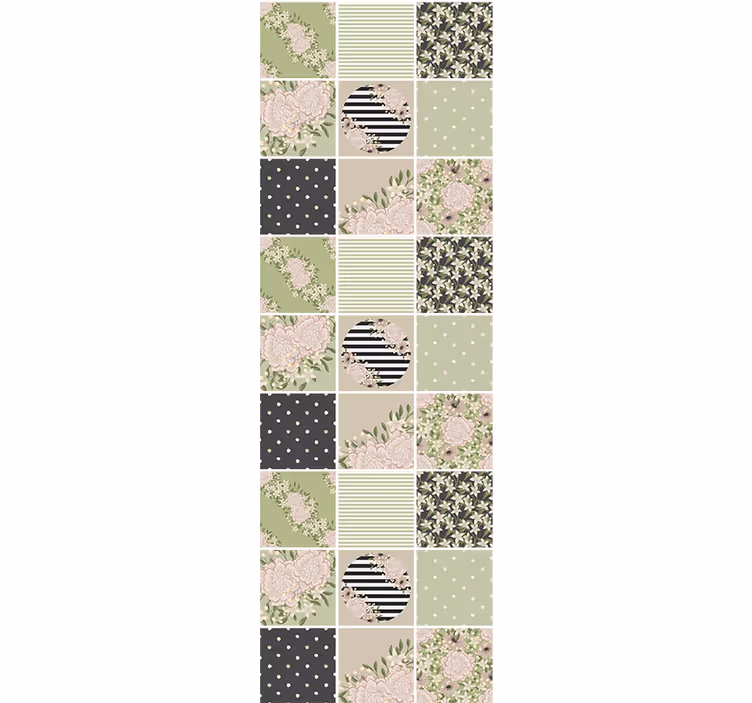 Carta da parati floreale design a patchwork - TenStickers