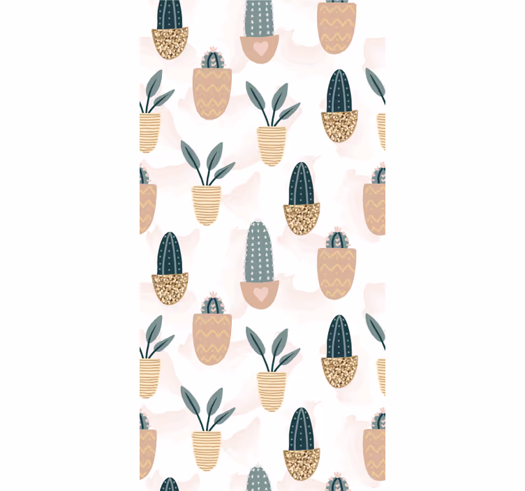 Carta da parati natura modello di cactus in vaso - TenStickers
