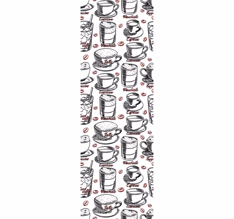 carta da parati cucina illustrazione a tema caffè - TenStickers