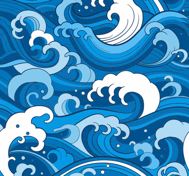 Carta da parati blu motivo onde oceaniche - TenStickers