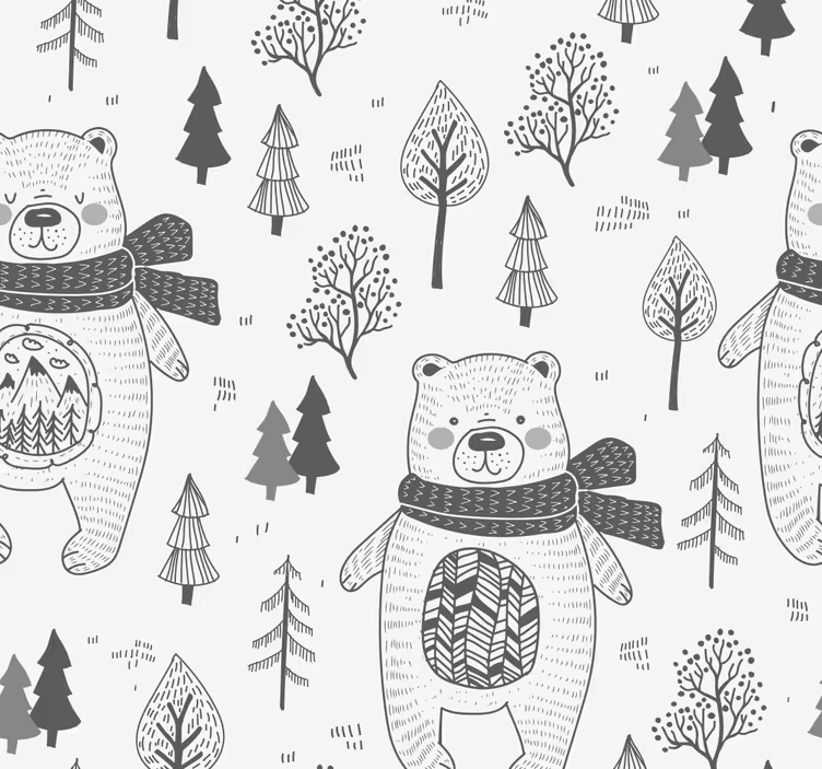 Carta da parati animali motivo dell'orso della foresta - TenStickers